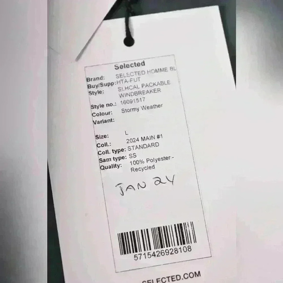 NWT  SELECTED HOMME Blue Recycled Polyester Packable Hooded Wind Jacket Medium - Picture 7 of 13